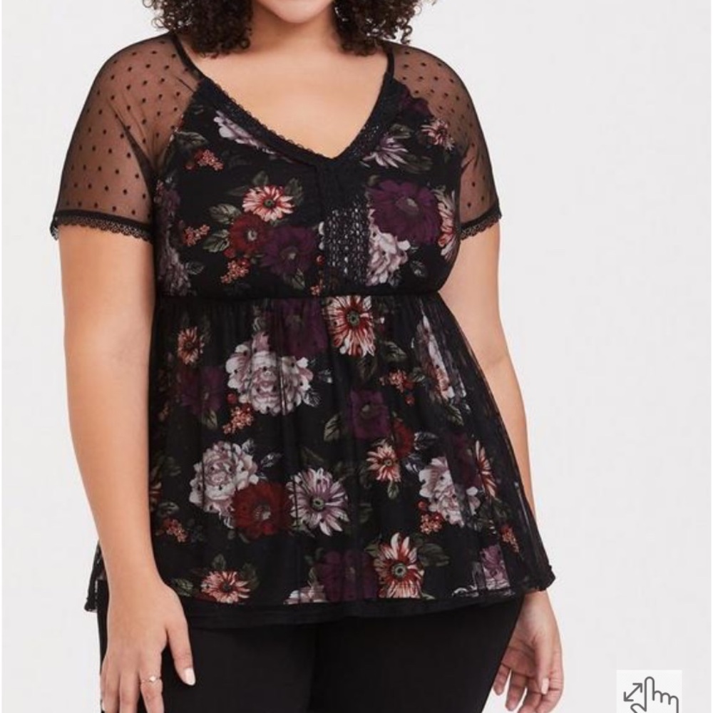 Torrid floral mesh top